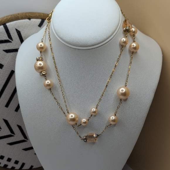 J. Crew Gold Pearl Necklace Minimalist Design - Picture 2 of 4